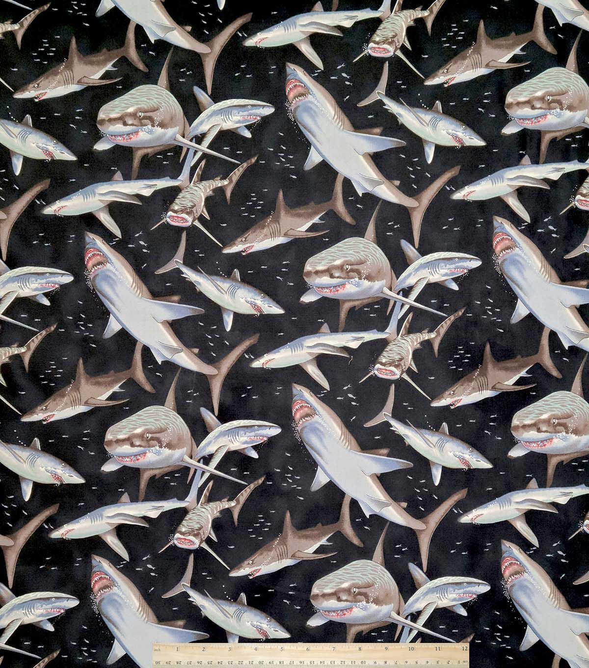 Alexander Henry Sharks on Black Premium Cotton Fabric - Image 2