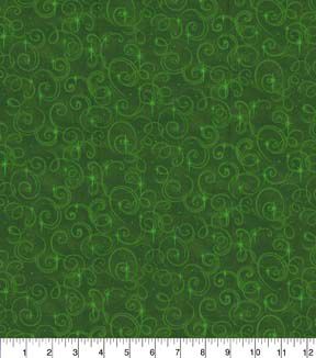 Fabric Traditions Swirls on Green Cotton Fabric by Keepsake Calico - Image 2