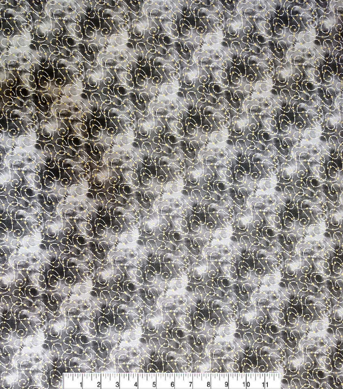 Dots Stars on Black Quilt Metallic Cotton Fabric by Keepsake Calico - Image 2