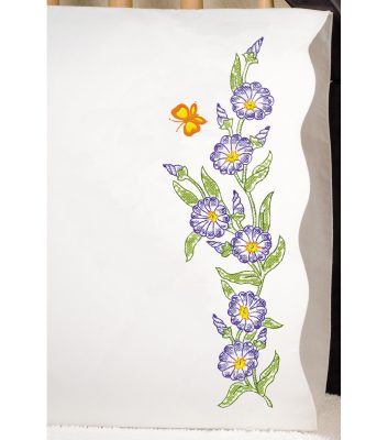 Tobin 30 x 20 Morning Glories Stamped Embroidery Pillowcases 2pk