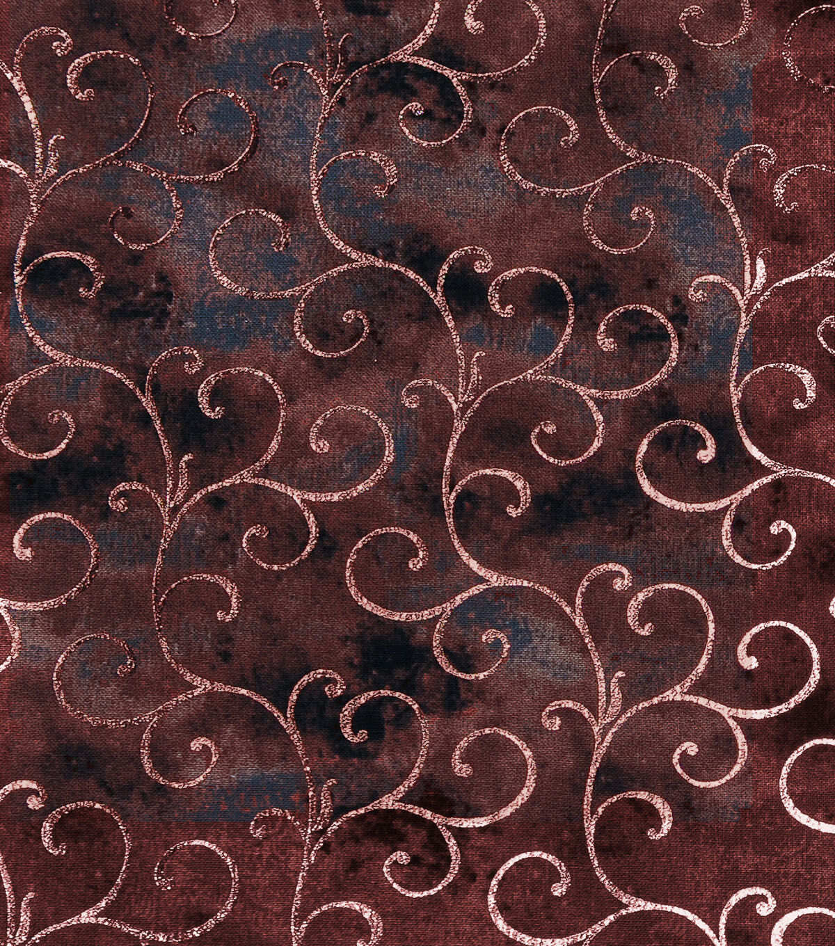 Rose Gold Swirl Brown Harvest Foil Cotton Fabric - Image 2