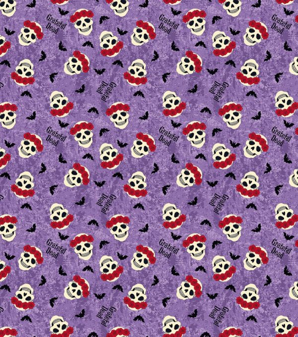Grateful Dead Halloween Rose Skull Cotton Fabric - Image 2
