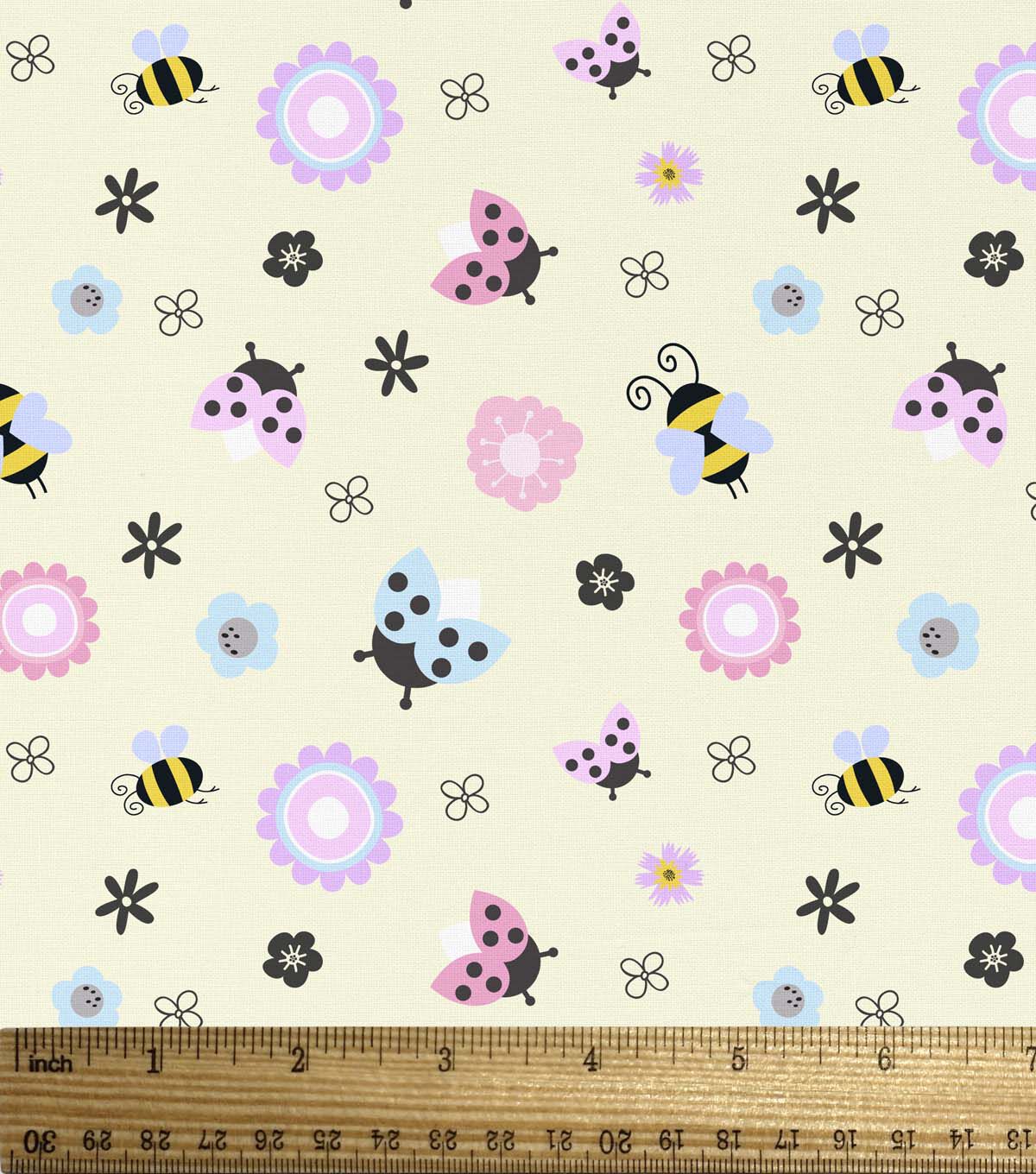 David Textiles Ladybugs Bees on Yellow Novelty Cotton Fabric - Image 2