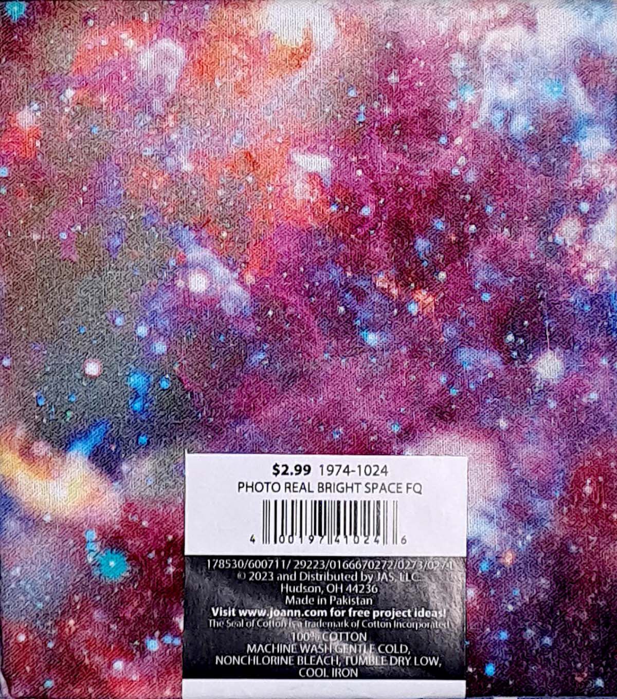 18 x 21 Bright Space Novelty Cotton Fabric Quarter 1pc - Image 2