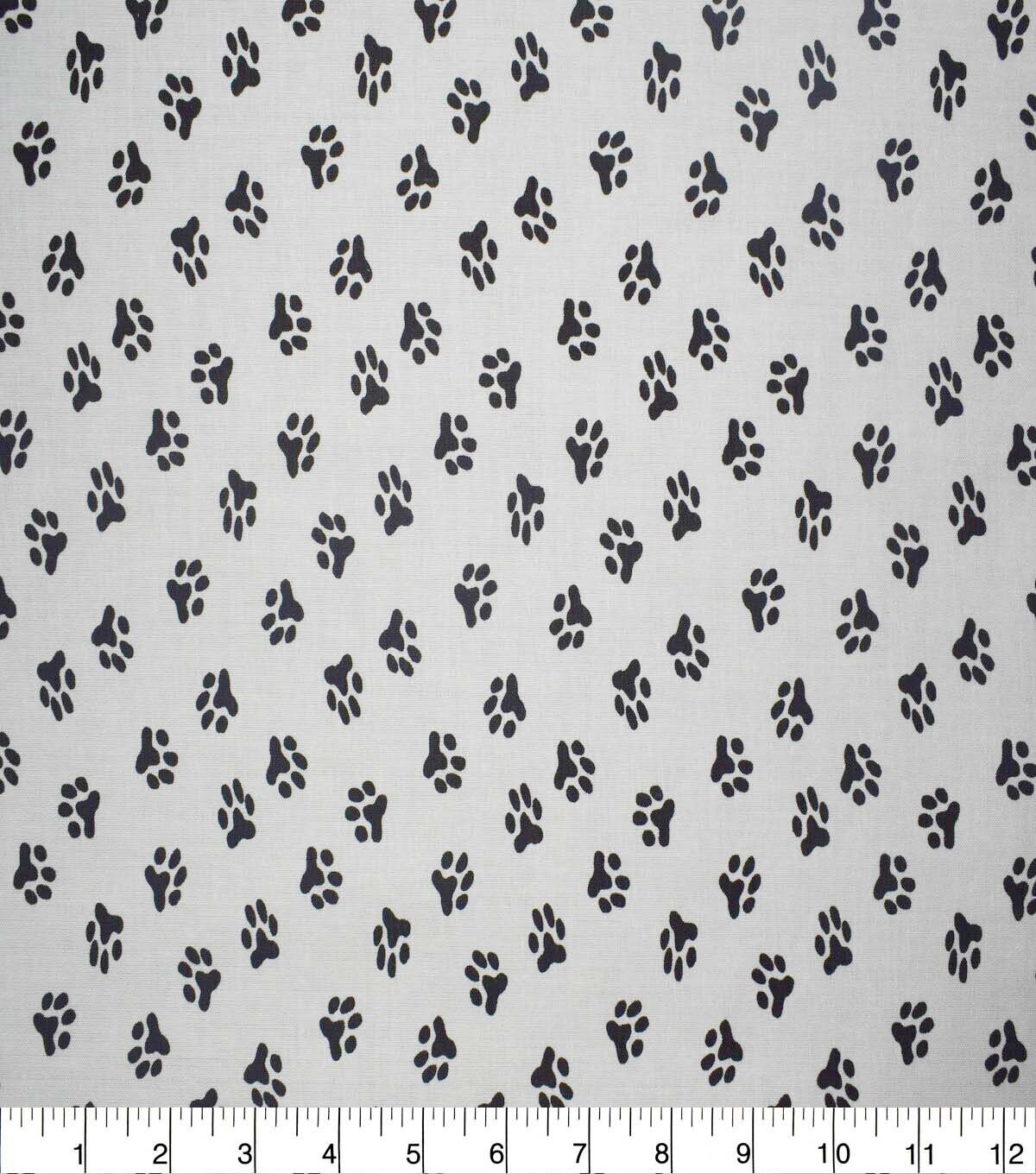 Paw Print on White Cotton Fabric by Quilter s Showcase - Image 2