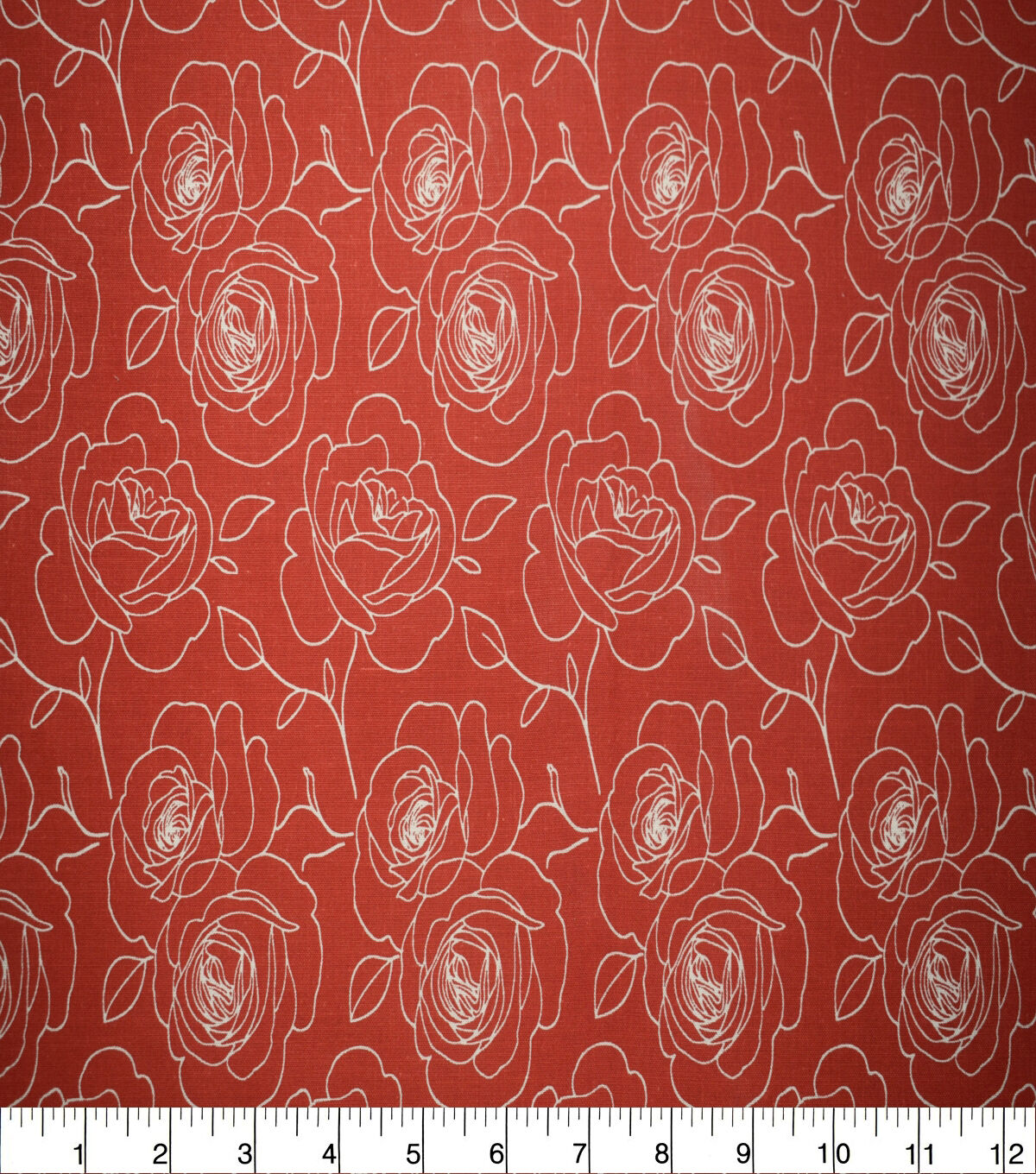 White Roses on Red Quilt Cotton Fabric by Quilter s Showcase - Image 2
