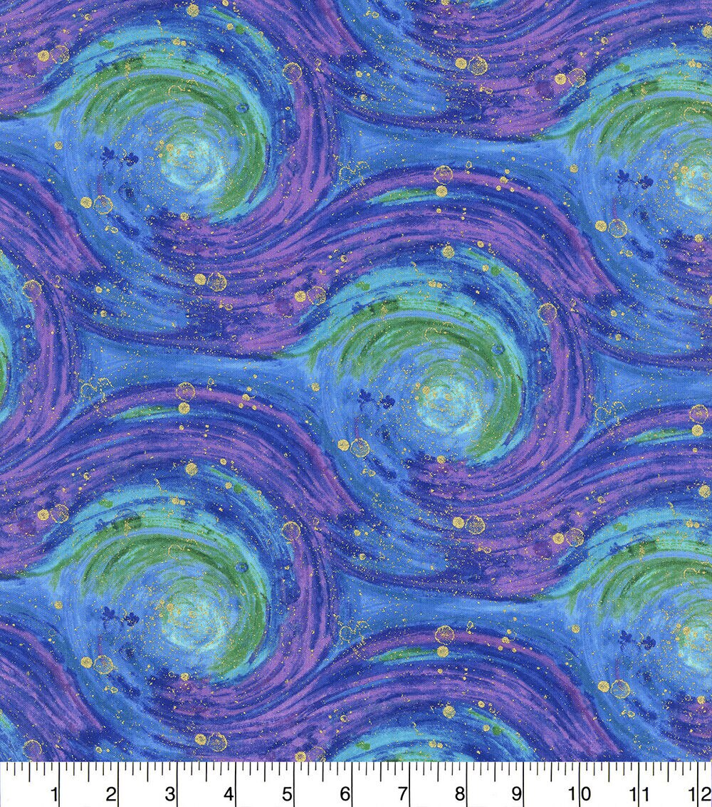 Hi Fashion Blue Purple Blender Premium Metallic Cotton Fabric - Image 2