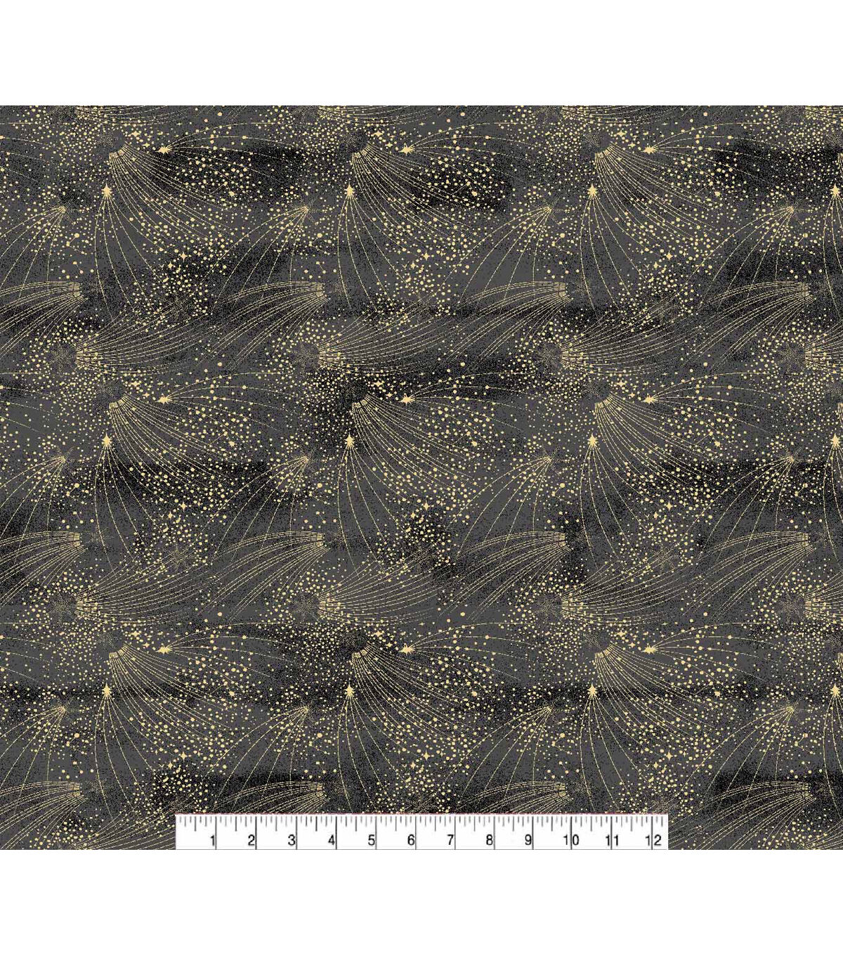 Celestial Stars Black Quilt Metallic Cotton Fabric by Keepsake Calico - Image 2