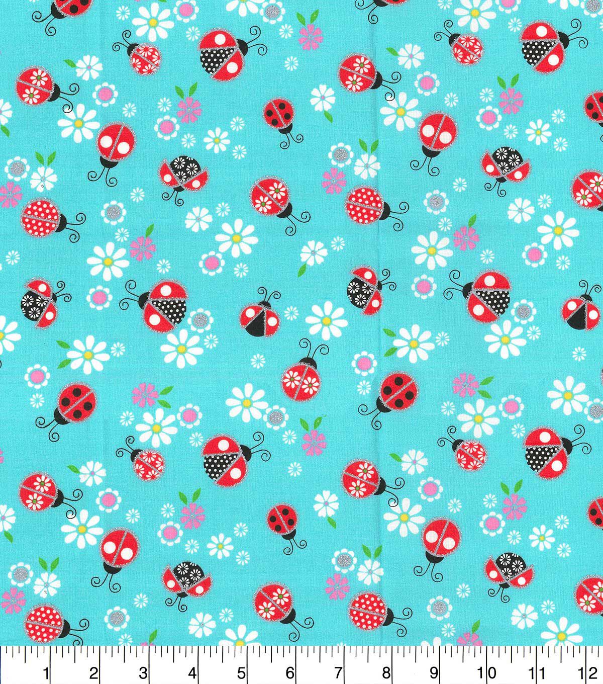 Fabric Traditions Lady Bug Novelty Metallic Cotton Fabric - Image 2