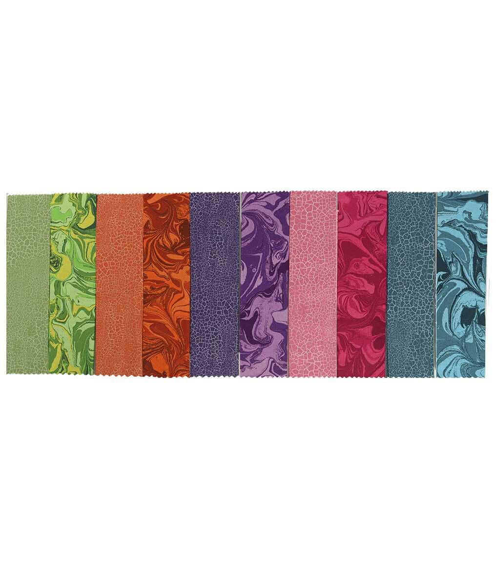 10 Multicolor Oil Crackled Cotton Fabric Shapes 20ct by Keepsake Calico - Image 2