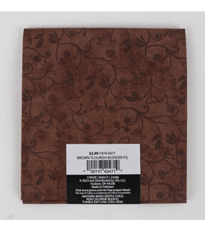 18 x 20 Brown Flourish Cotton Fabric Quarter 1pc by Keepsake Calico - Image 2