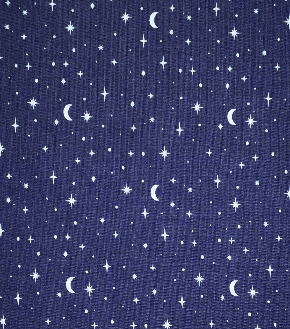 Stars Moons on Navy Cotton Fabric by Quilter s Showcase