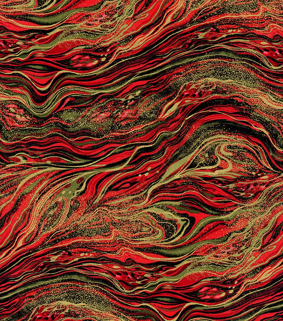 Hi Fashion Red Green Blender Premium Metallic Cotton Fabric