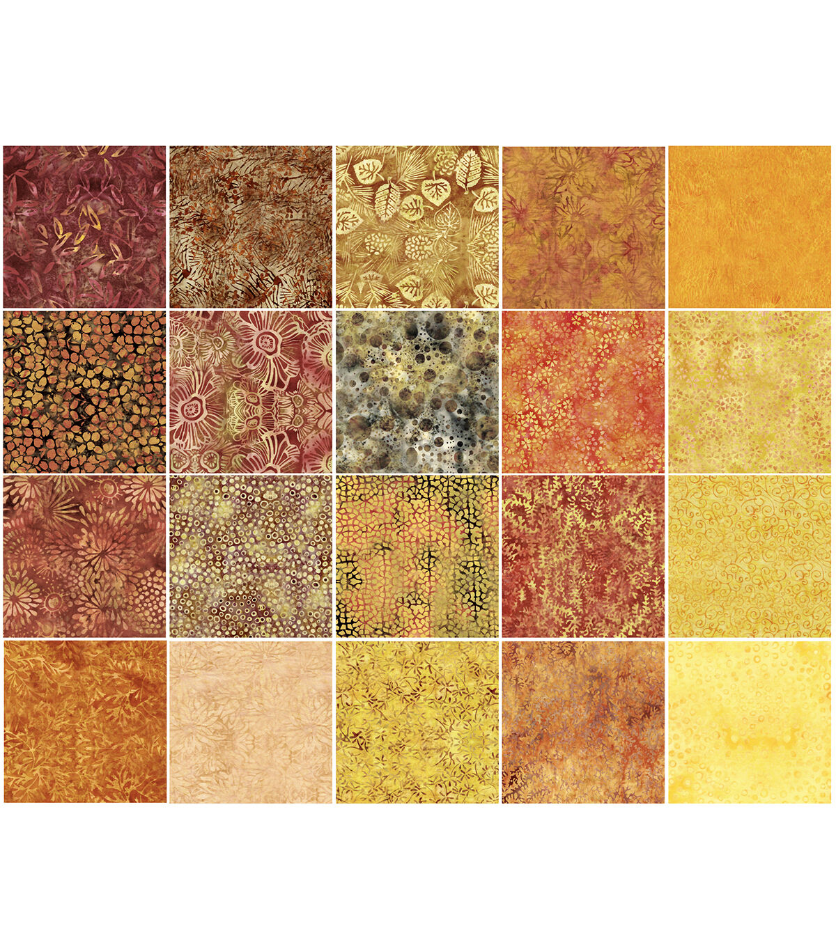 10 Square Autumn Days Batik Cotton Fabric Shape 42pc - Image 2