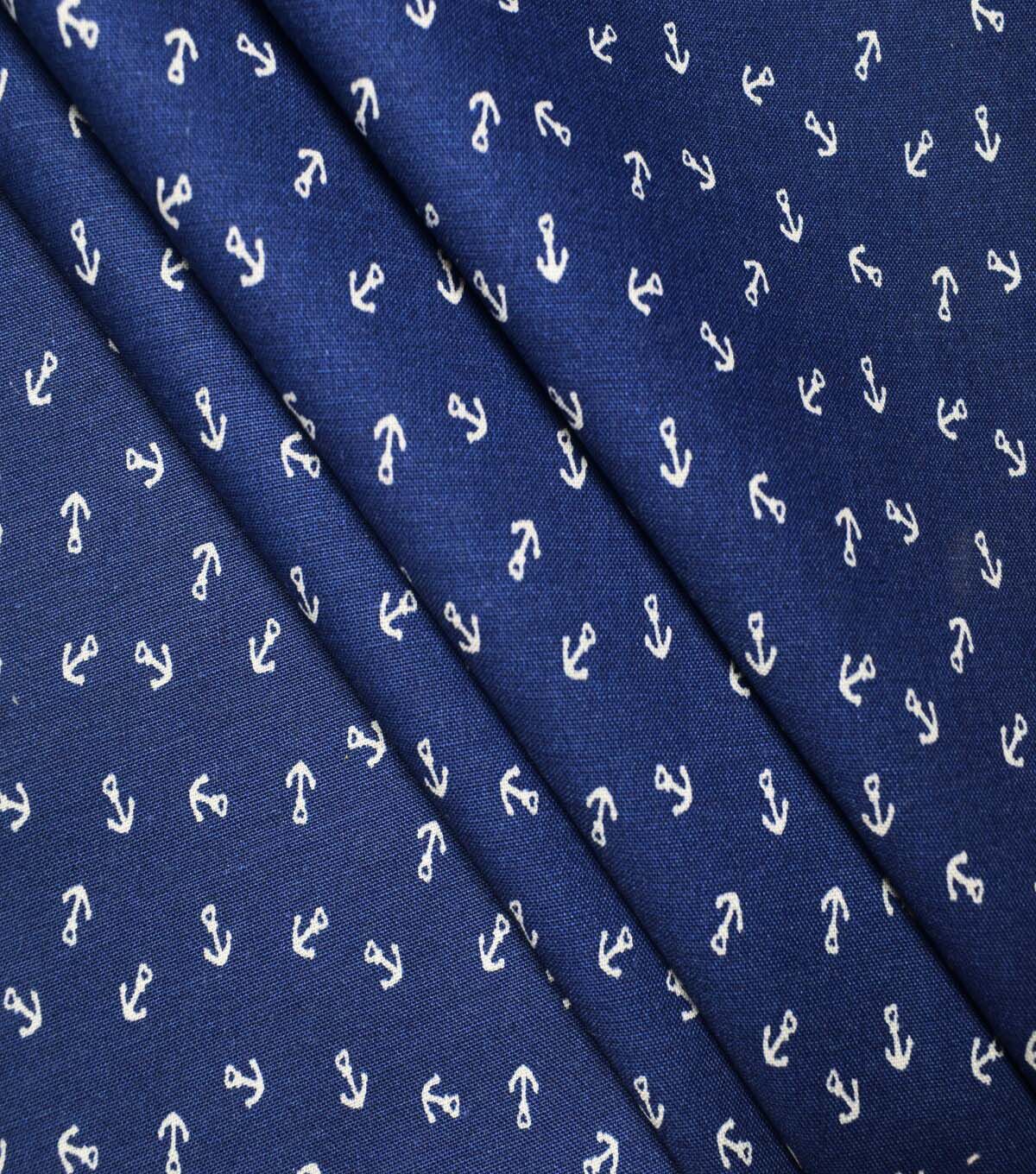 Nautical Anchors on Blue Cotton Fabric by Quilter s Showcase - Image 3
