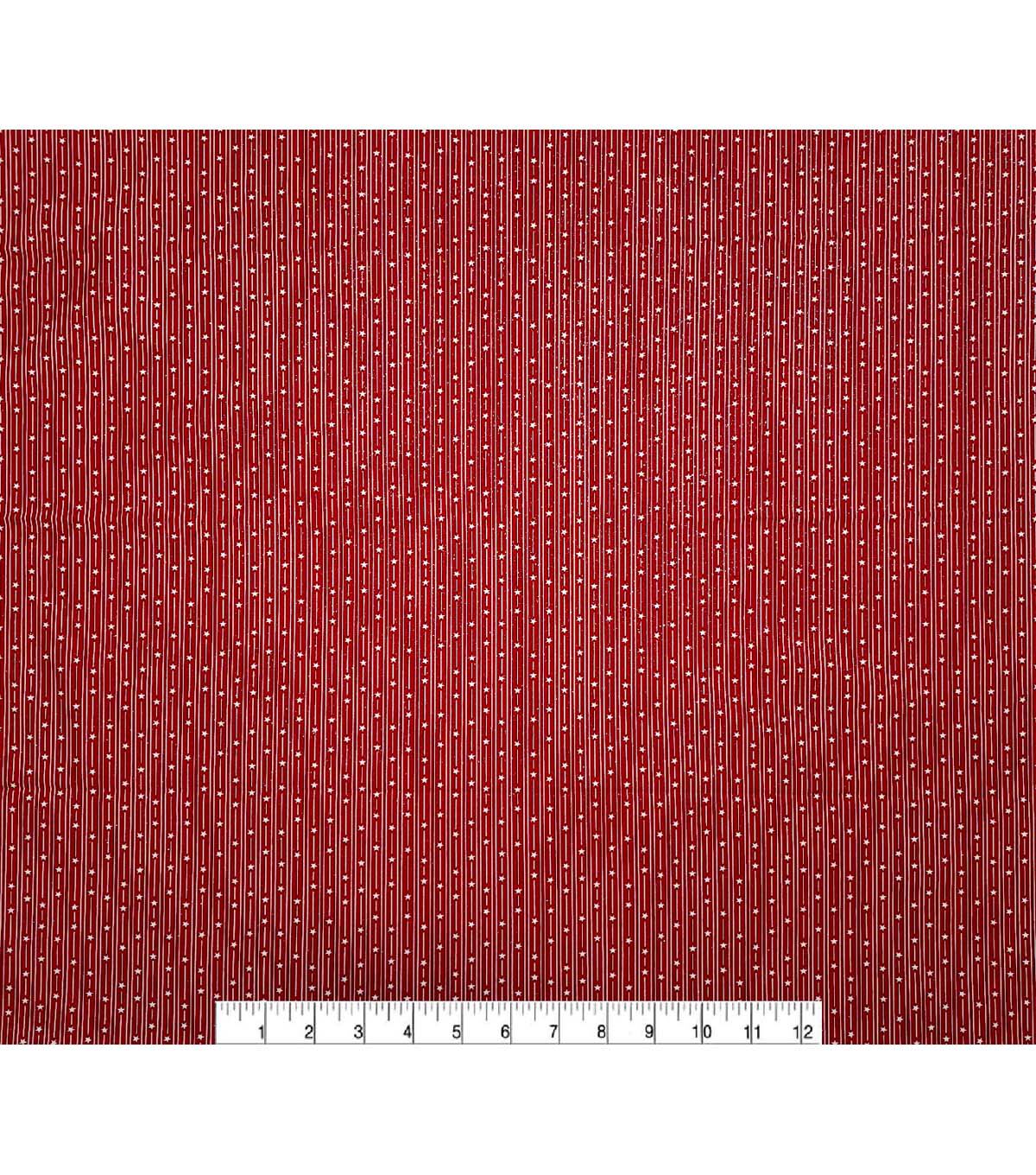 Falling Stars on Red Patriotic Glitter Cotton Fabric - Image 3