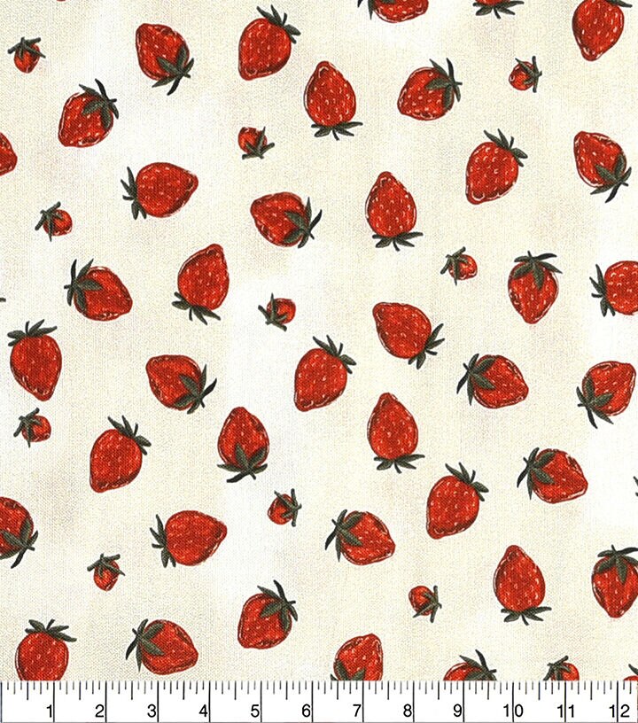 Brent Carlson Strawberry On Tan Premium Quilt Cotton Fabric - Image 2