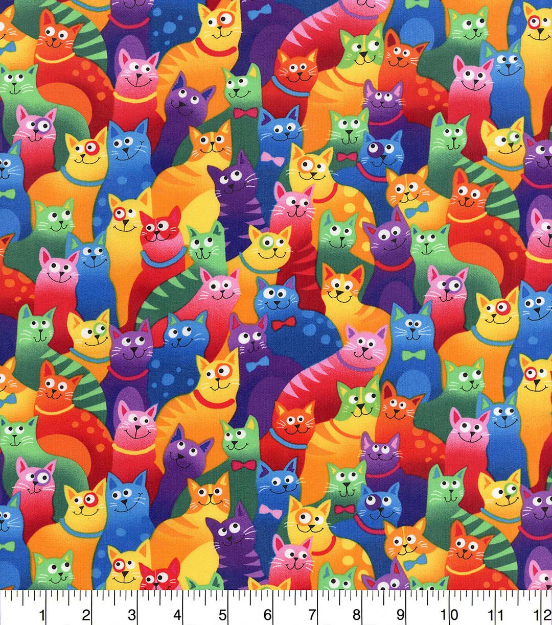 Hi Fashion Multicolor Cats Novelty Cotton Fabric - Image 2