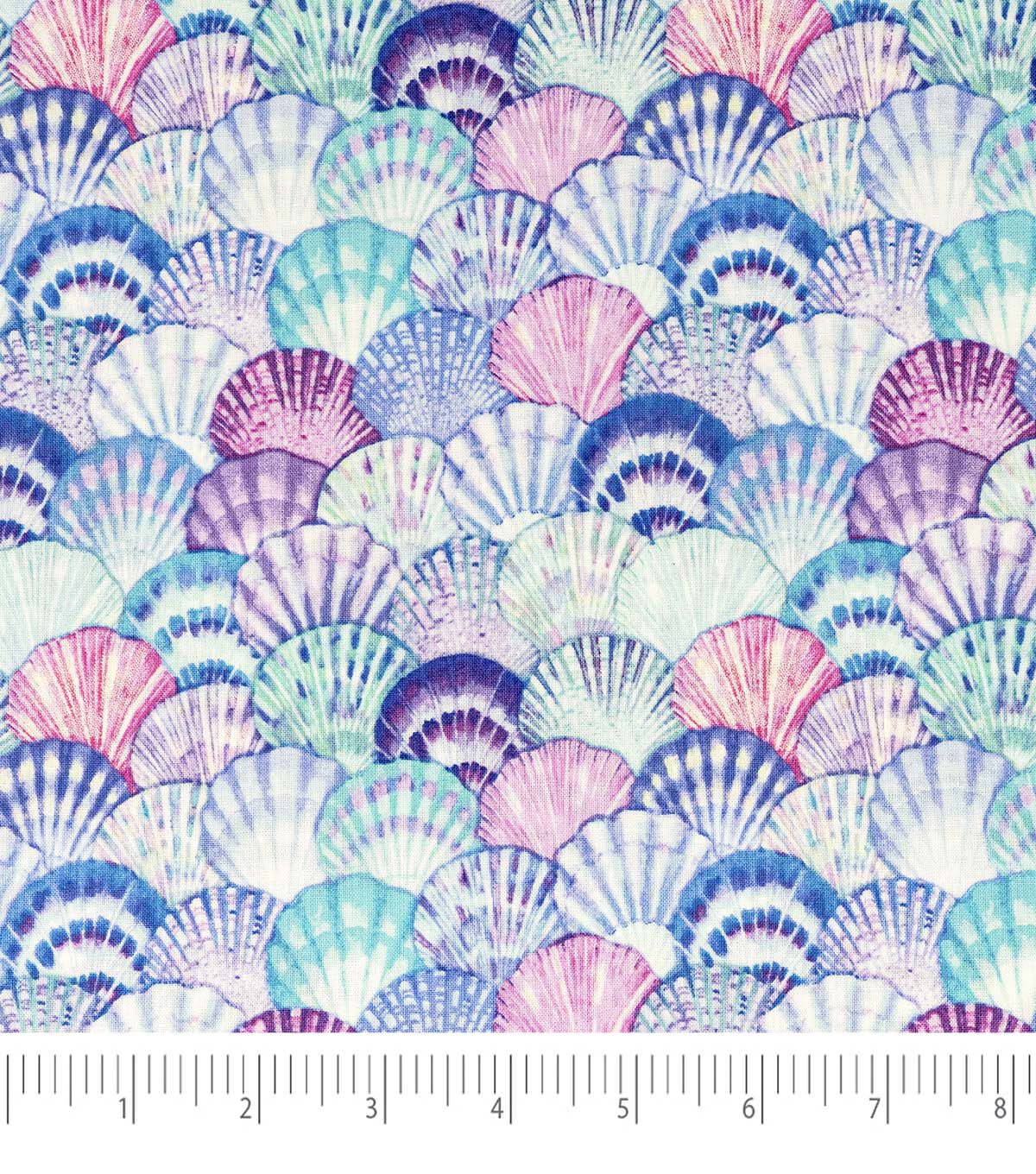 Singer Blue Pink Shells Quilt Cotton Fabric