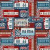 David Textiles Red Americana License Plates Novelty Cotton Fabric