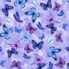 Hi Fashion Blue Purple Butterflies Premium Cotton Fabric