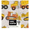 18 x 21 Yellow Construction Trucks Novelty Cotton Fabric Quarter 1pc
